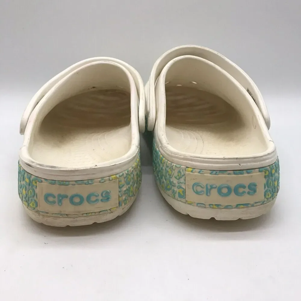 Crocs Platform Clogs White Men's 11 Nurse Medical Work Shoes No Vent Back Strap